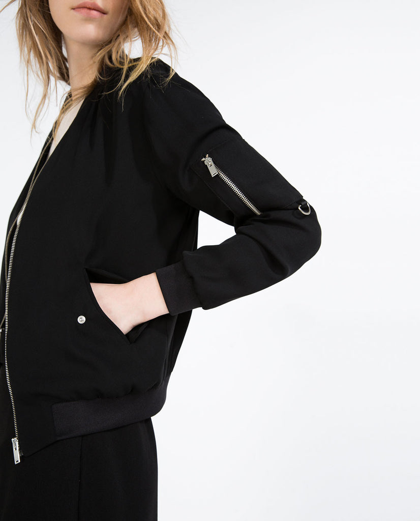 FLOWING ZIPPED BOMBER JACKET