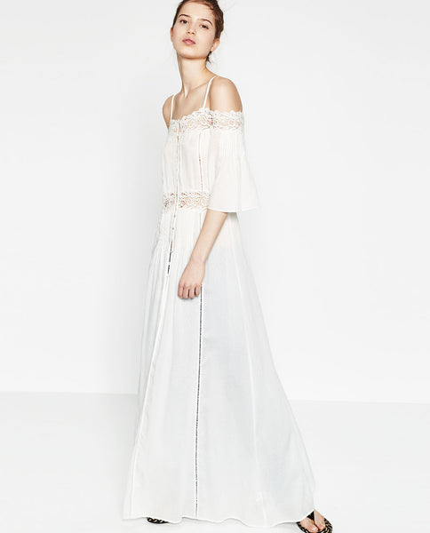 OFF-THE-SHOULDER ROBE DRESS