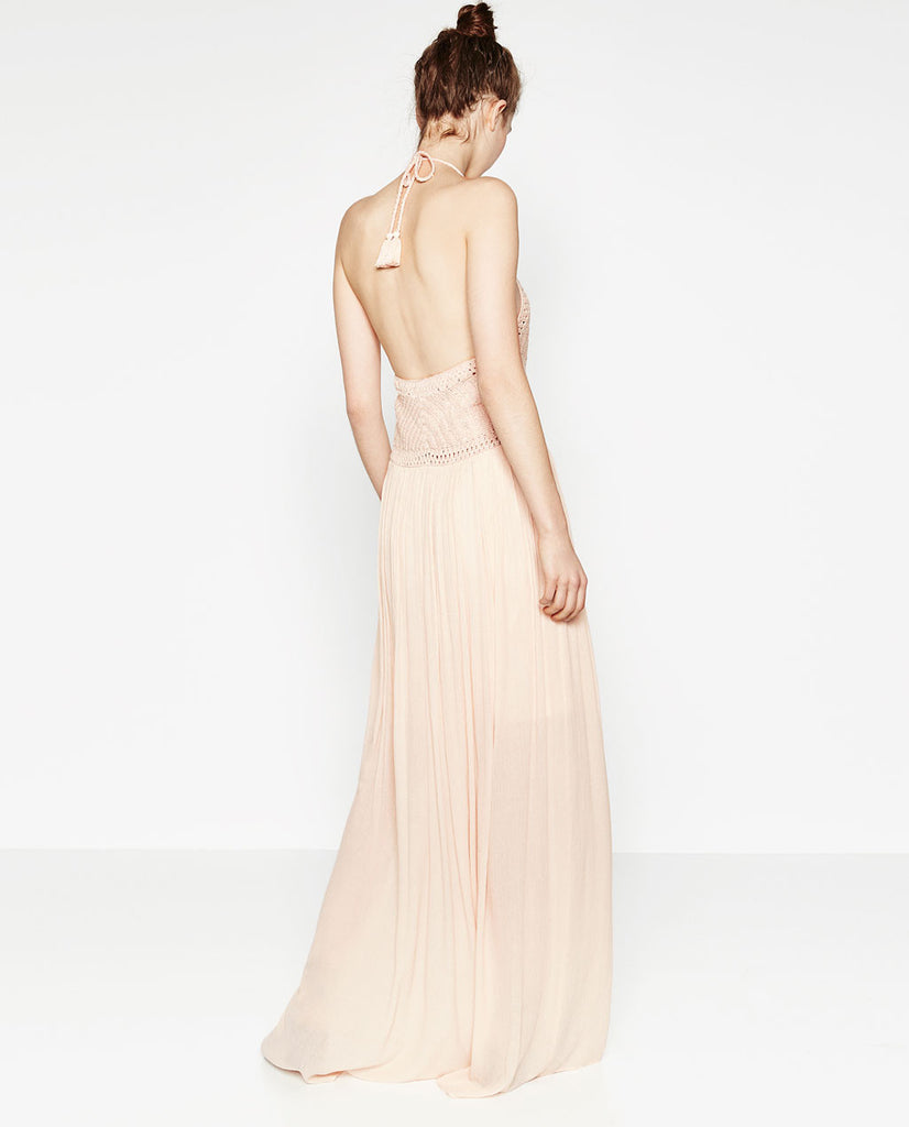 LONG HALTER NECK DRESS