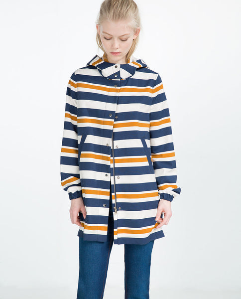 STRIPED PRINT PARKA