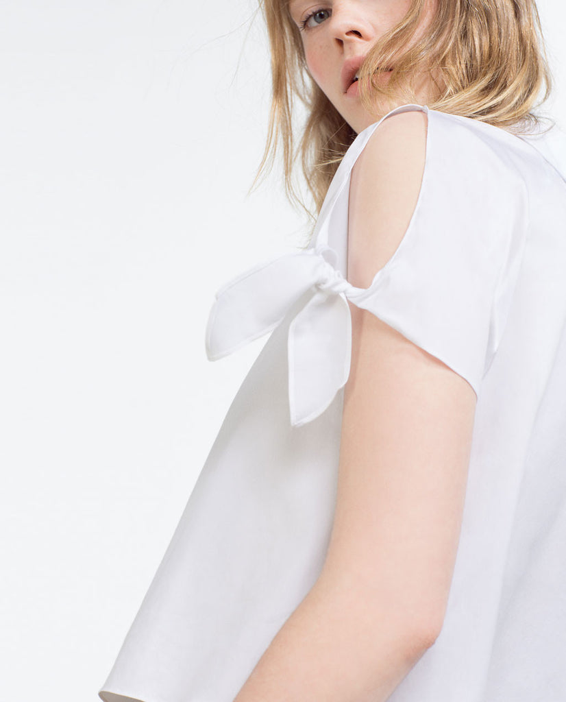 CROPPED BOW SHIRT