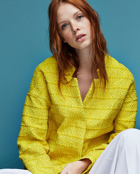JACQUARD HERRINGBONE COAT
