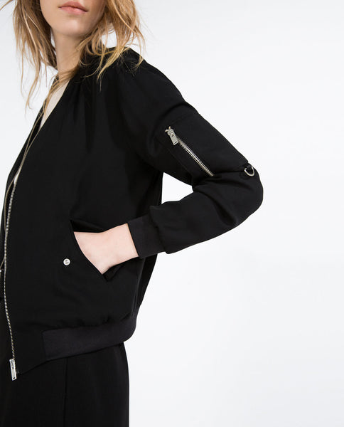 FLOWING ZIPPED BOMBER JACKET