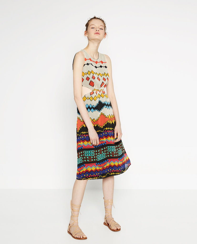 MIDI DRESS WITH TRIBAL SLITS